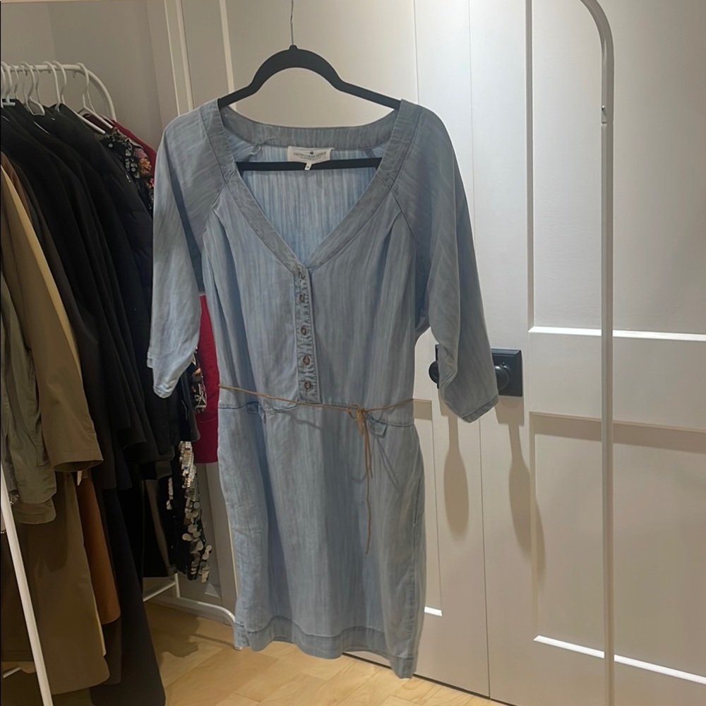Vintage Designers Remix Light Denim Mini Dress with Pockets (size: EU36)